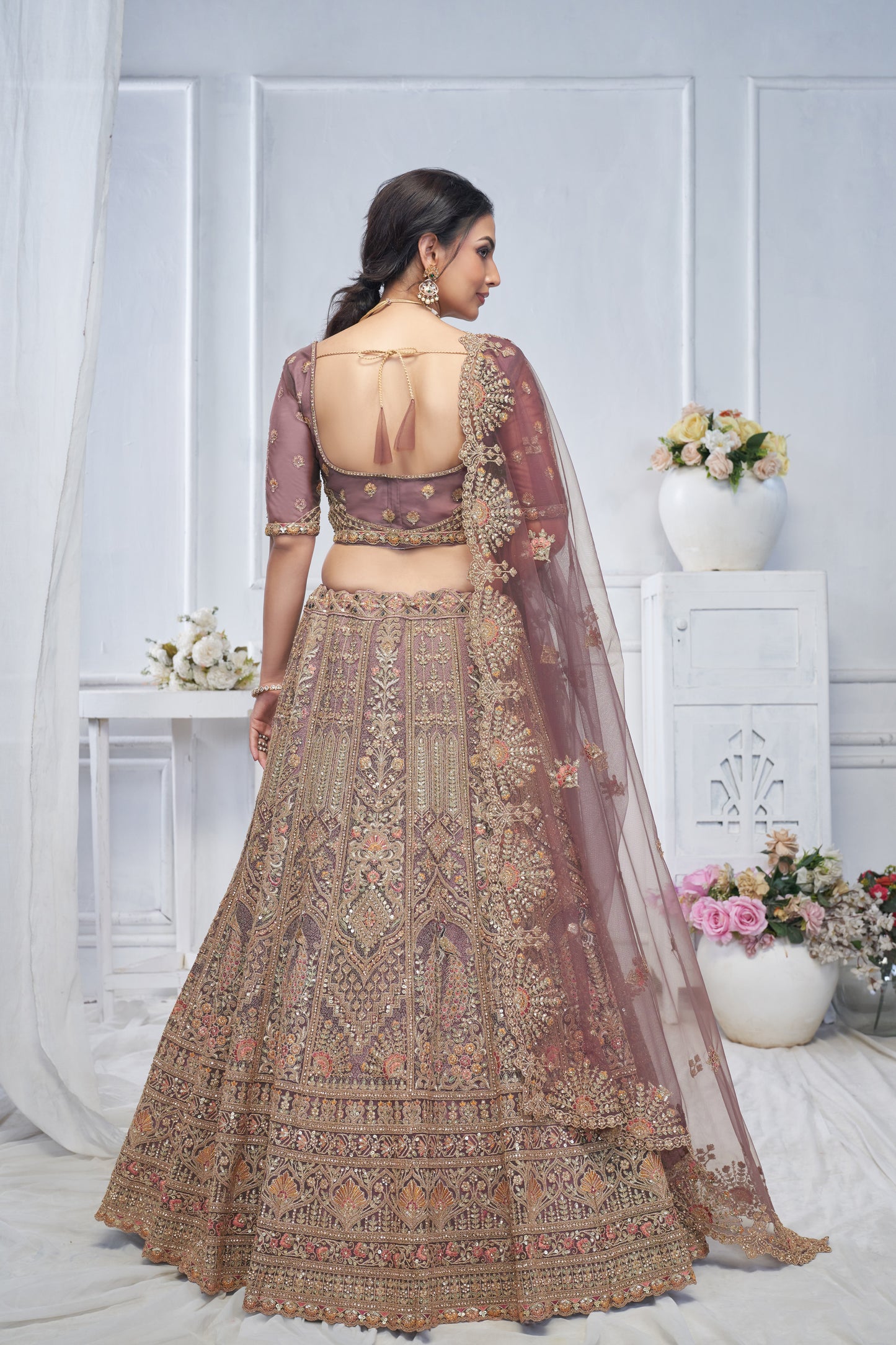 Fabulous light onion peacock lehenga