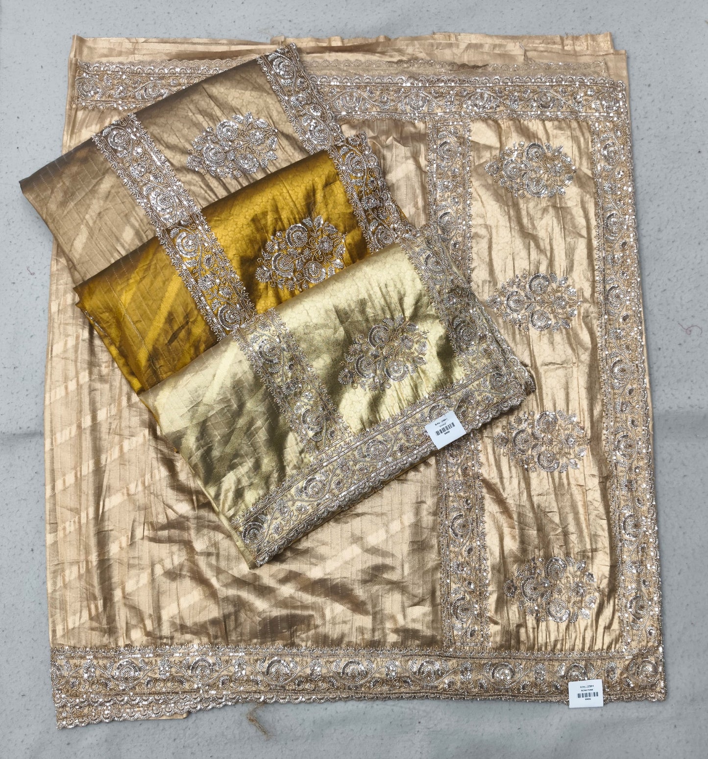 Golden Green Mustard Designer Saree