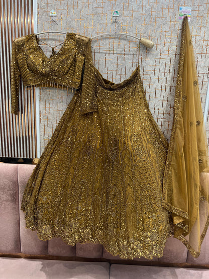 Golden on golden Monotone Crop Top Lehenga