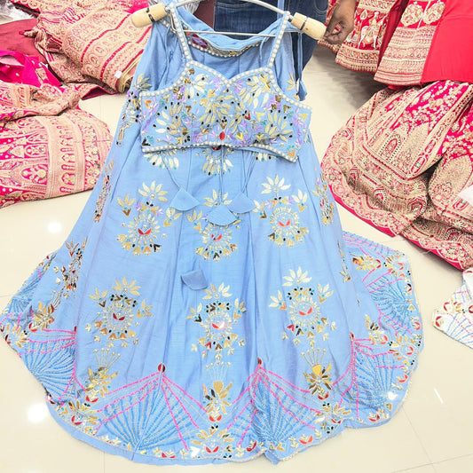 Awesome Blue Pdp crop Top Lehenga