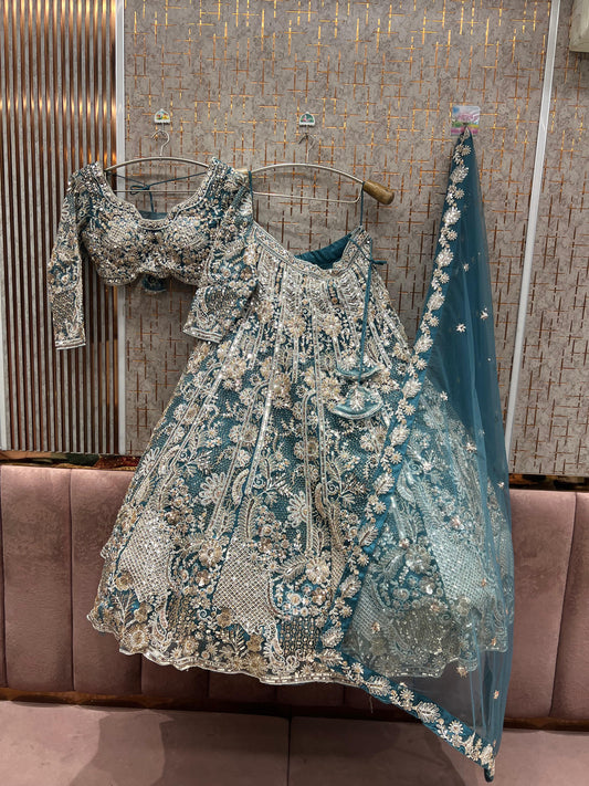 Stunning Blue Crop Top Lehenga