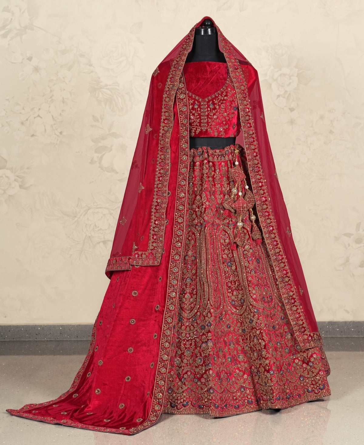Stunning Red double duptta bridal lehenga