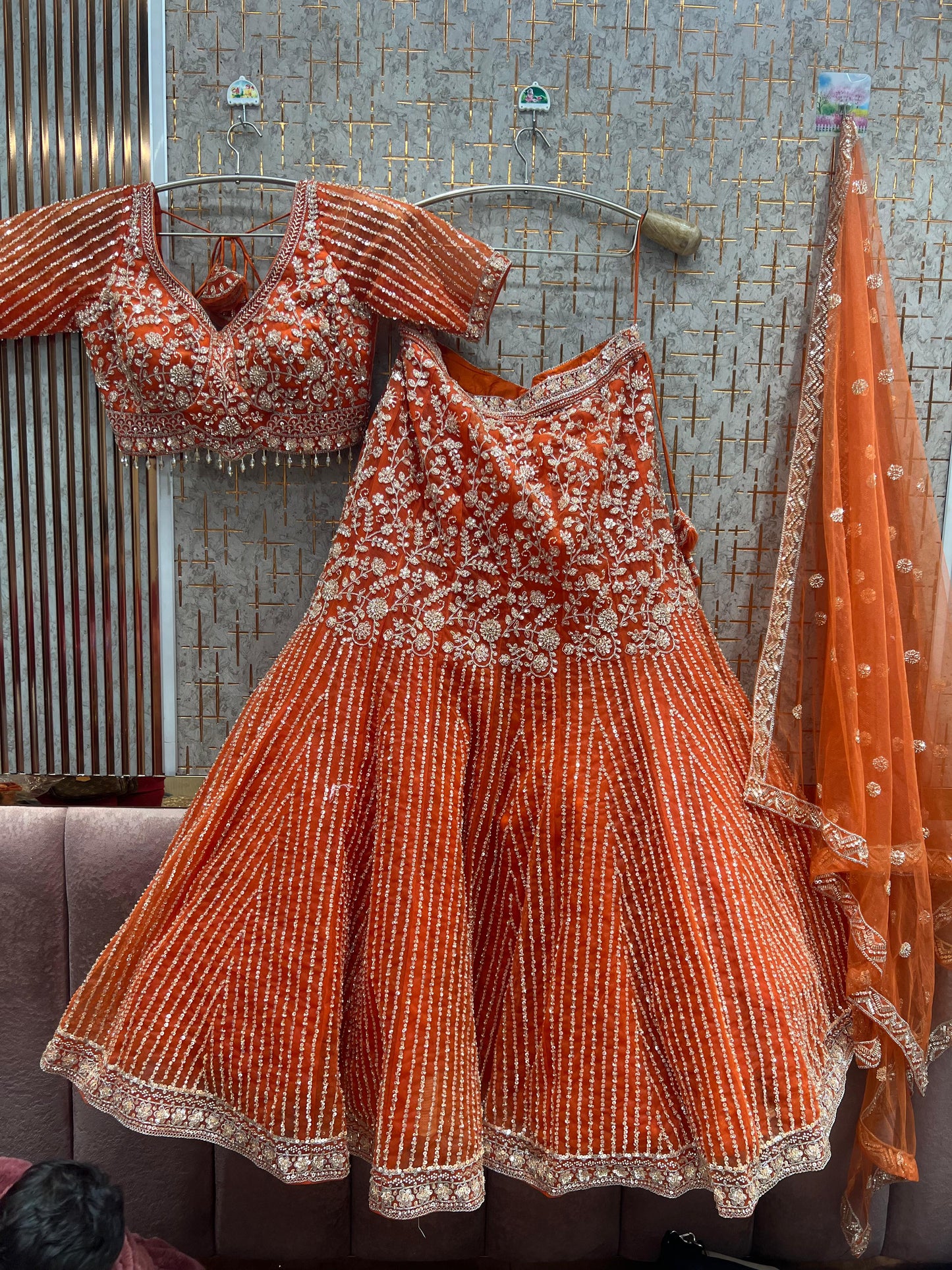 Pretty Rust Brown Fish Cut  Crop Top crop top Lehenga