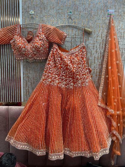 Pretty Rust Brown Fish Cut  Crop Top crop top Lehenga