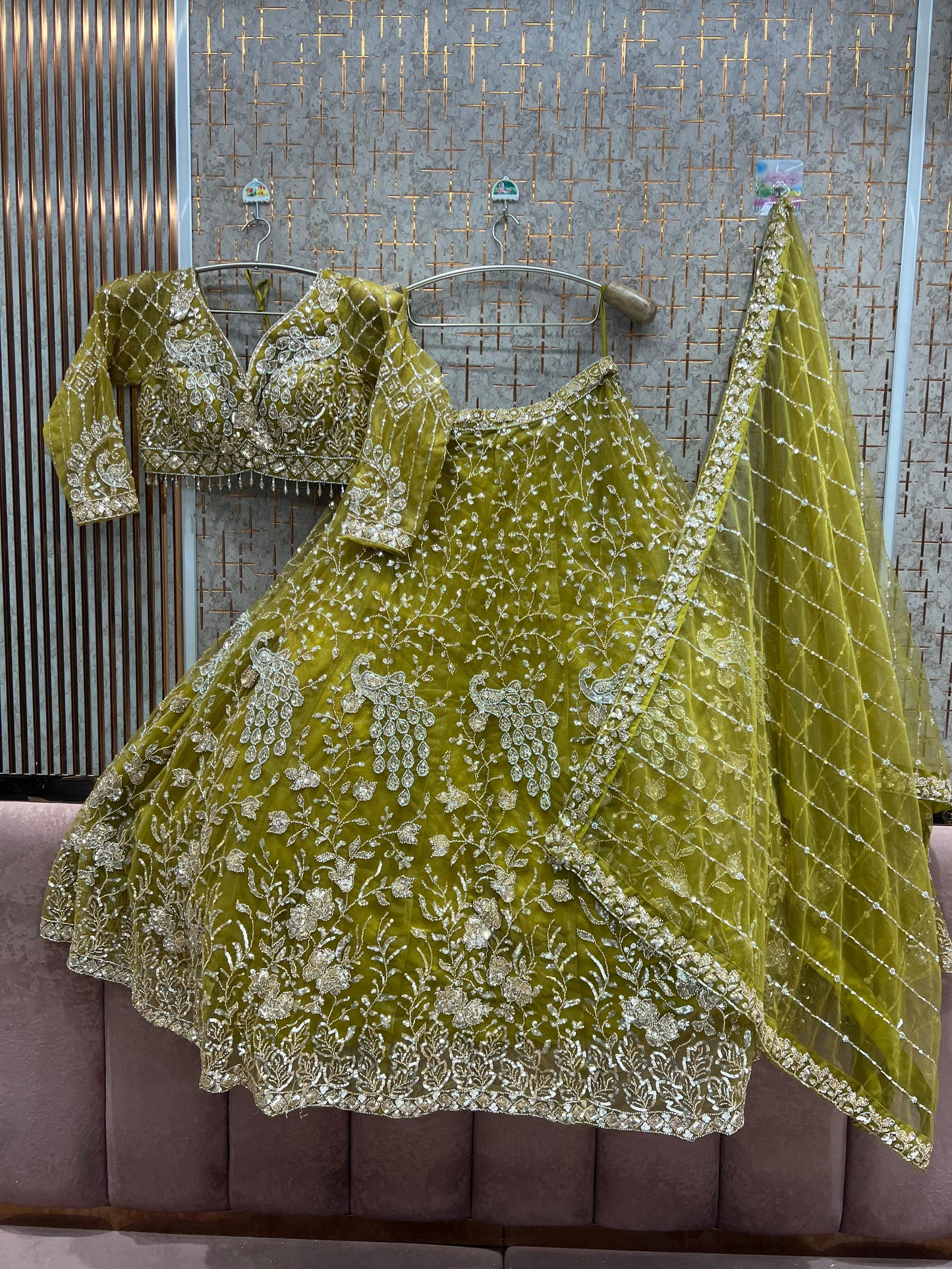 Blue Peacock Crop Top Ready to wear Lehenga