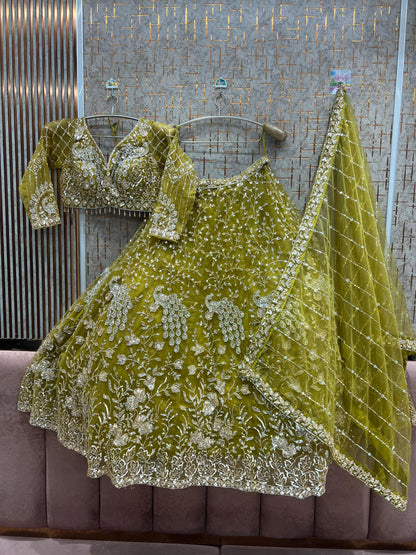 Blue Peacock Crop Top Ready to wear Lehenga