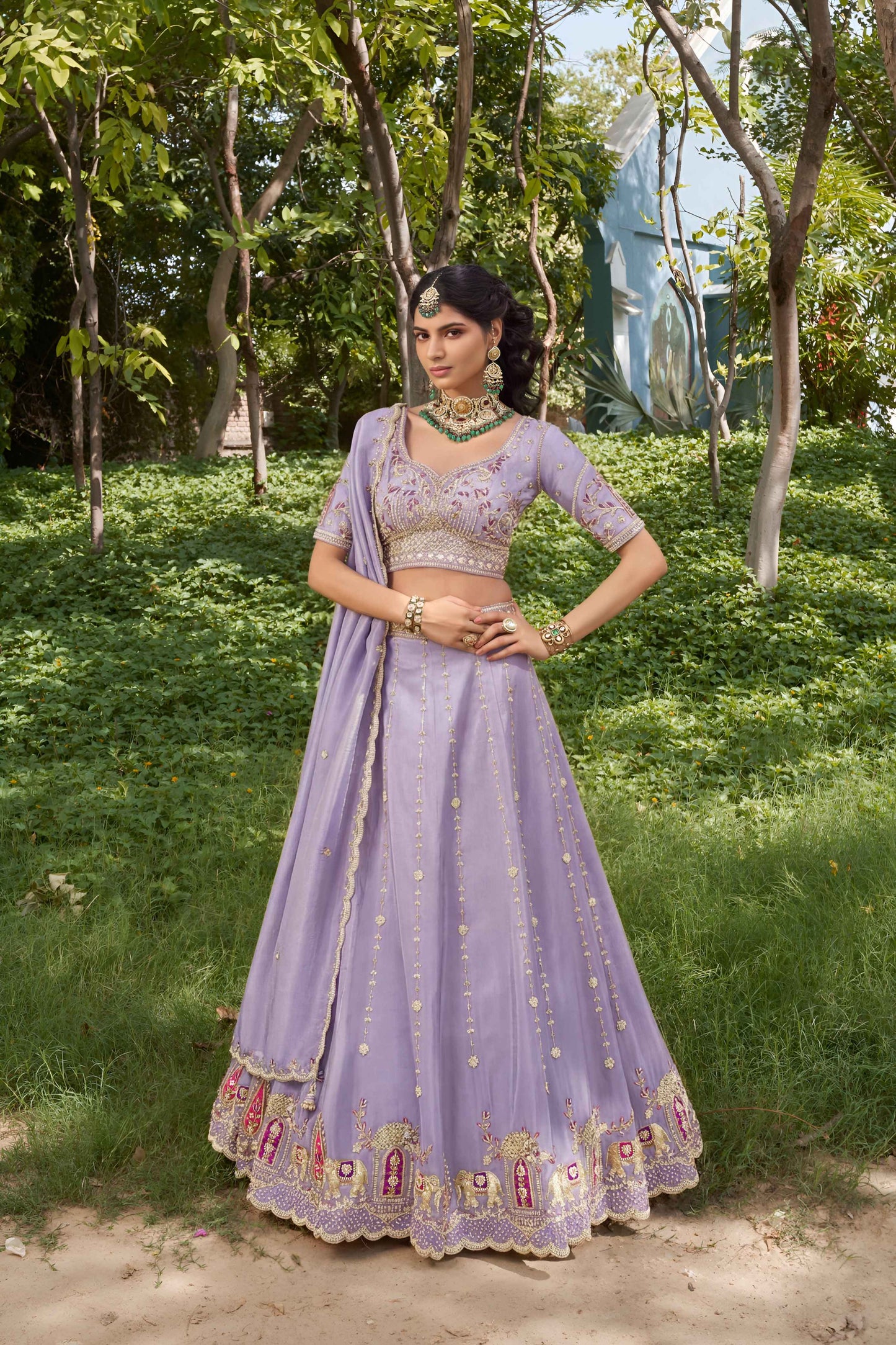 White Tissue Fabric Bead Work Lehenga 1139
