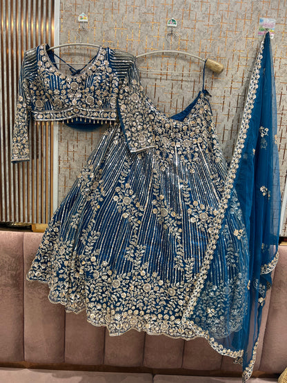 Pista Green Crop Top Lehenga