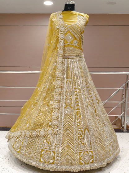 Amazing yellow haldi Mehendi Lehenga