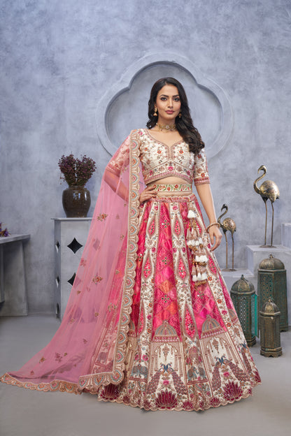 Glamorous off white pink lehenga