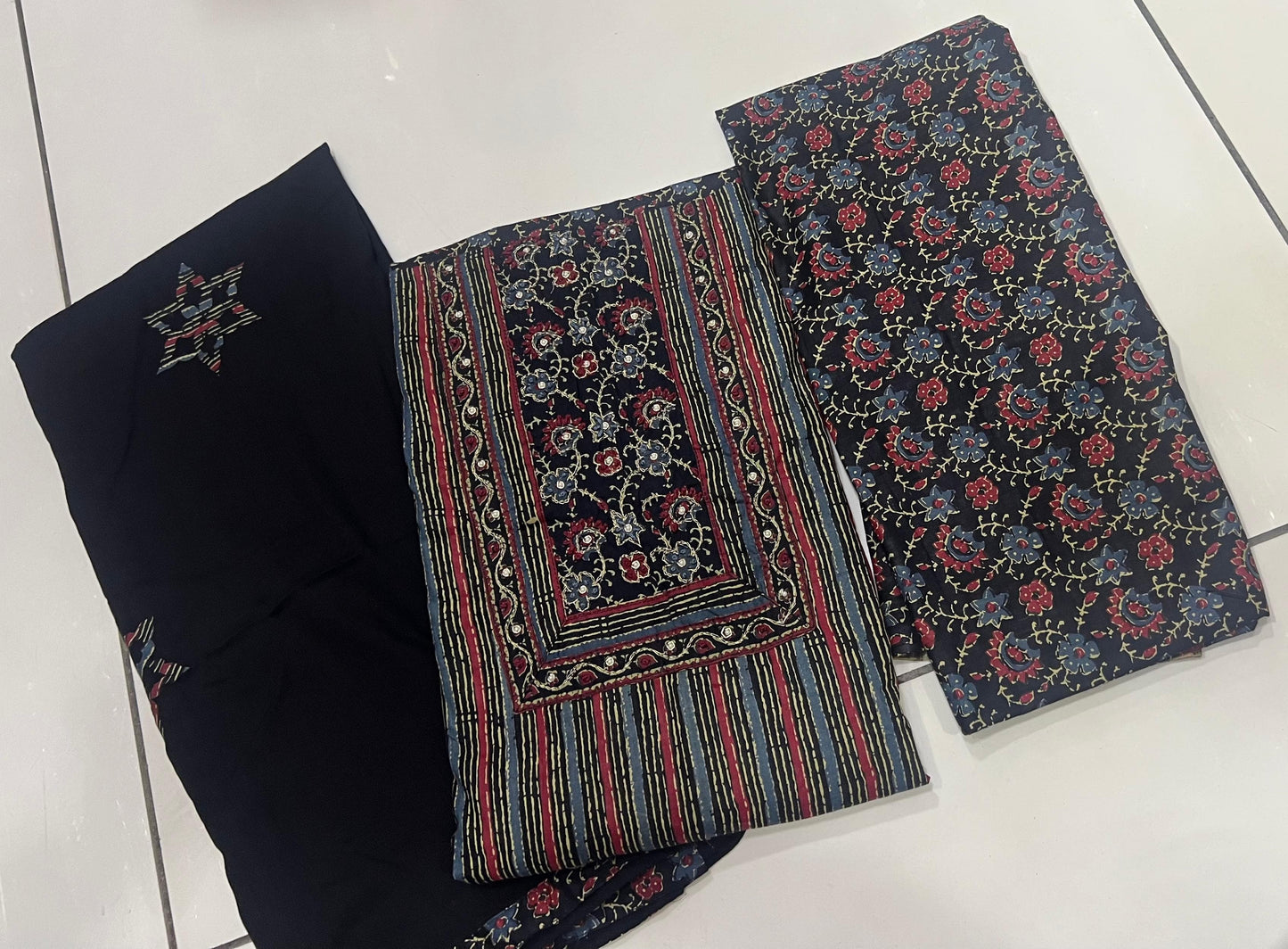 Eye catching black salwar suit dress material(free size)