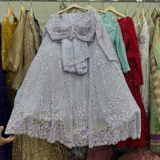 Lavender On Lavender Monotone Crop Top lehenga