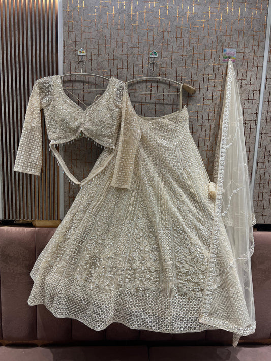 White Crop Top Lehenga