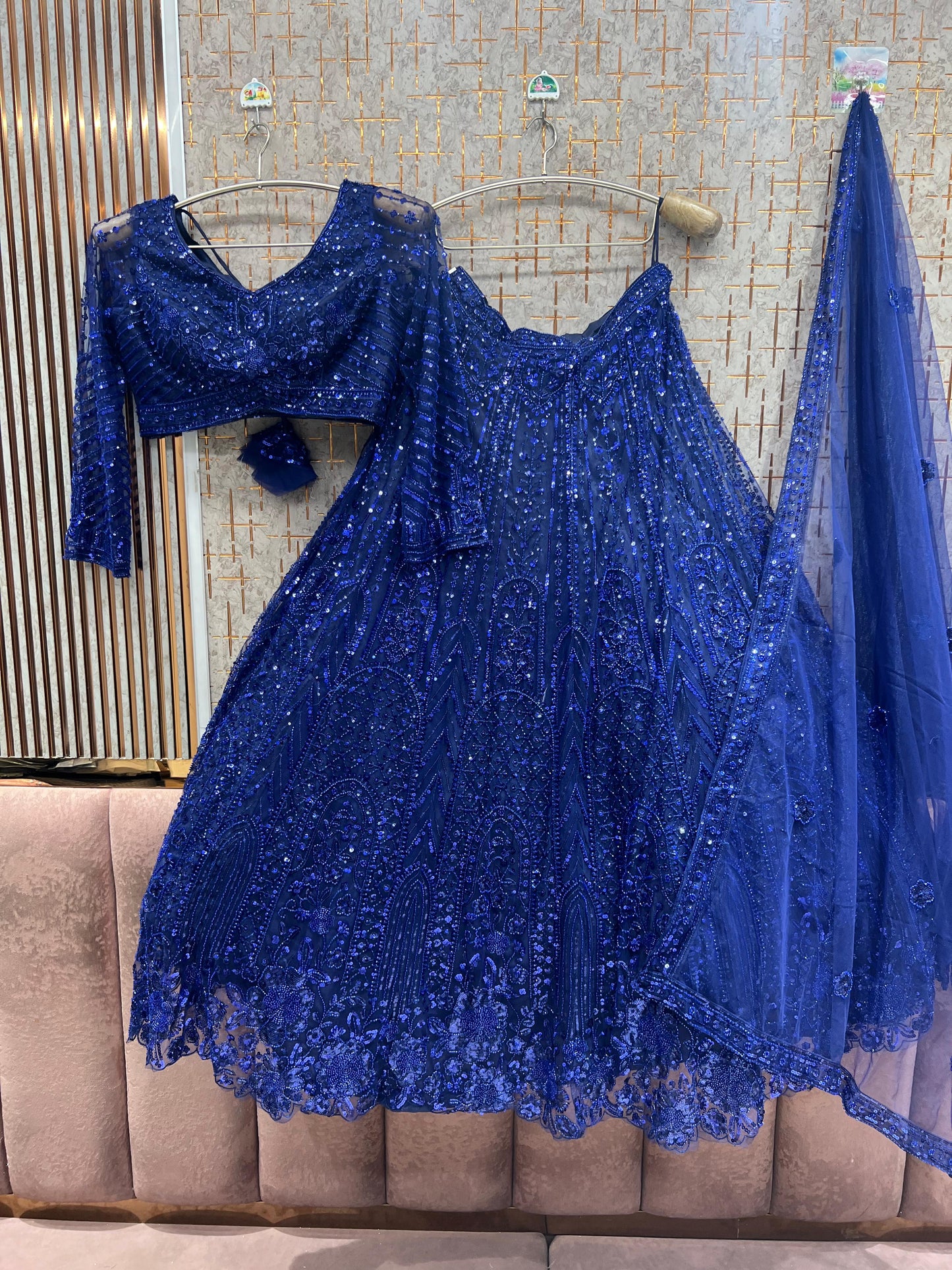 Golden on golden Monotone Crop Top Lehenga