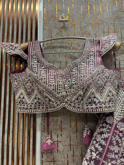Hot Pink On Pink Monotone Crop Top Lehenga