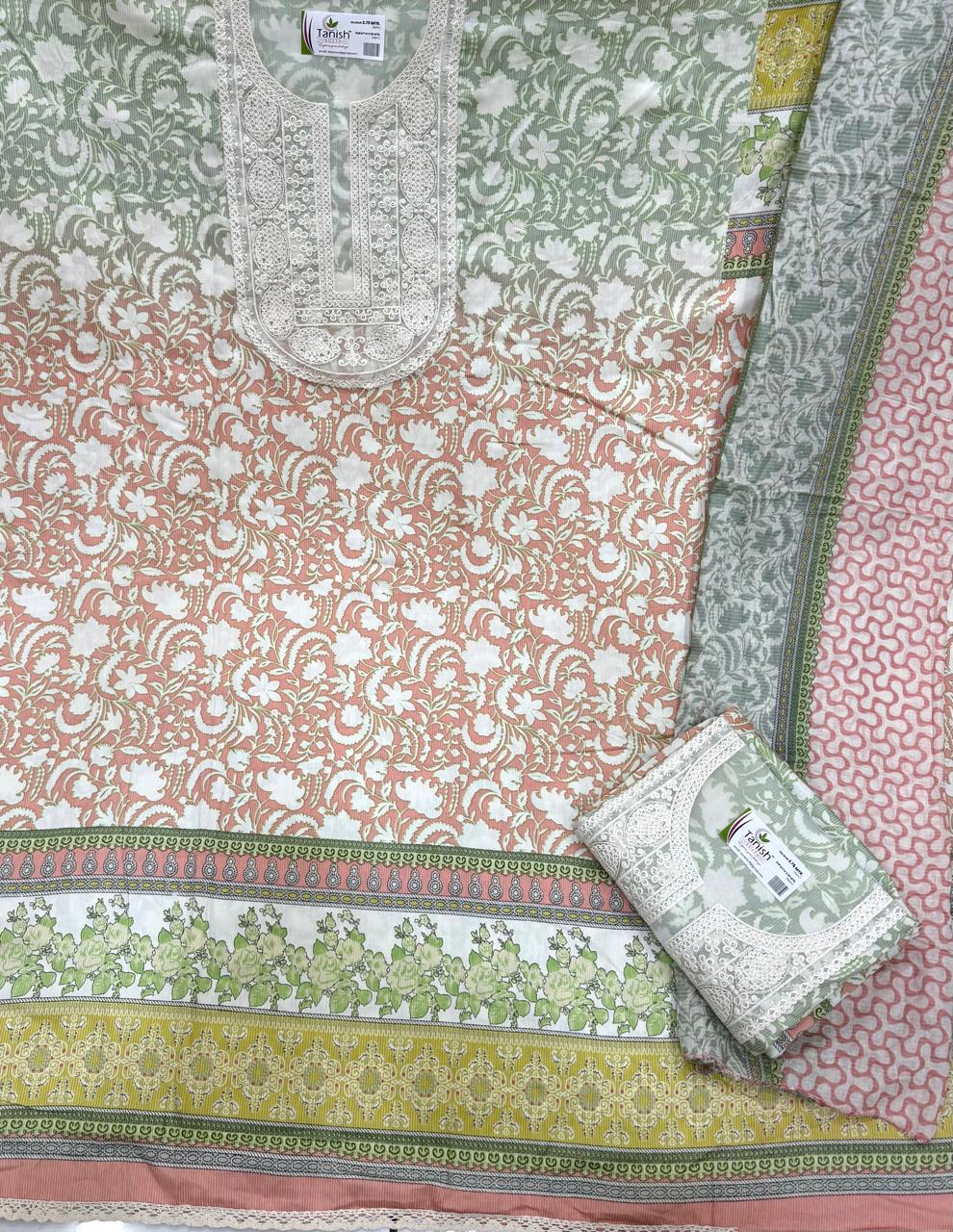 Amazing pink unstitched salwar suit dress material(free size)