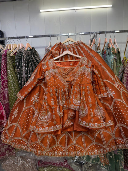Rust Orange Peplum long Dress Farshi Gaharara Dress Special