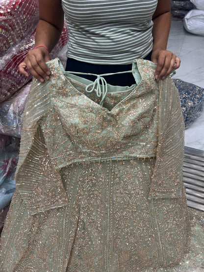 Blue Crop Top Lehenga