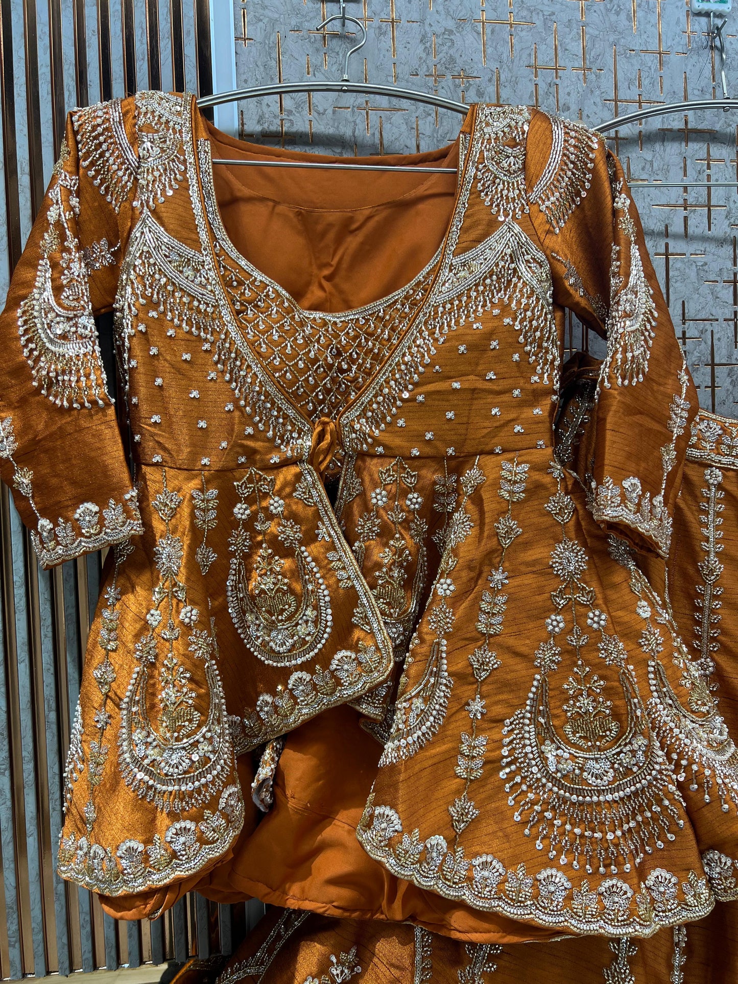 Golden Peplum long Dress Farshi Gaharara Dress Special