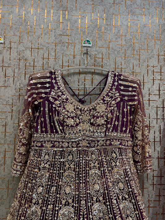 Purple Long Farshi garara muslim Bride Special Dress