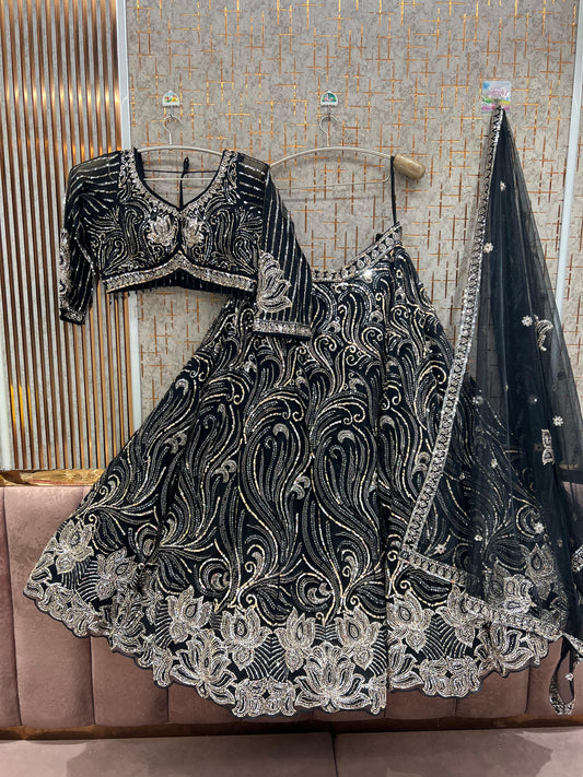 Black Crop Top Lehenga