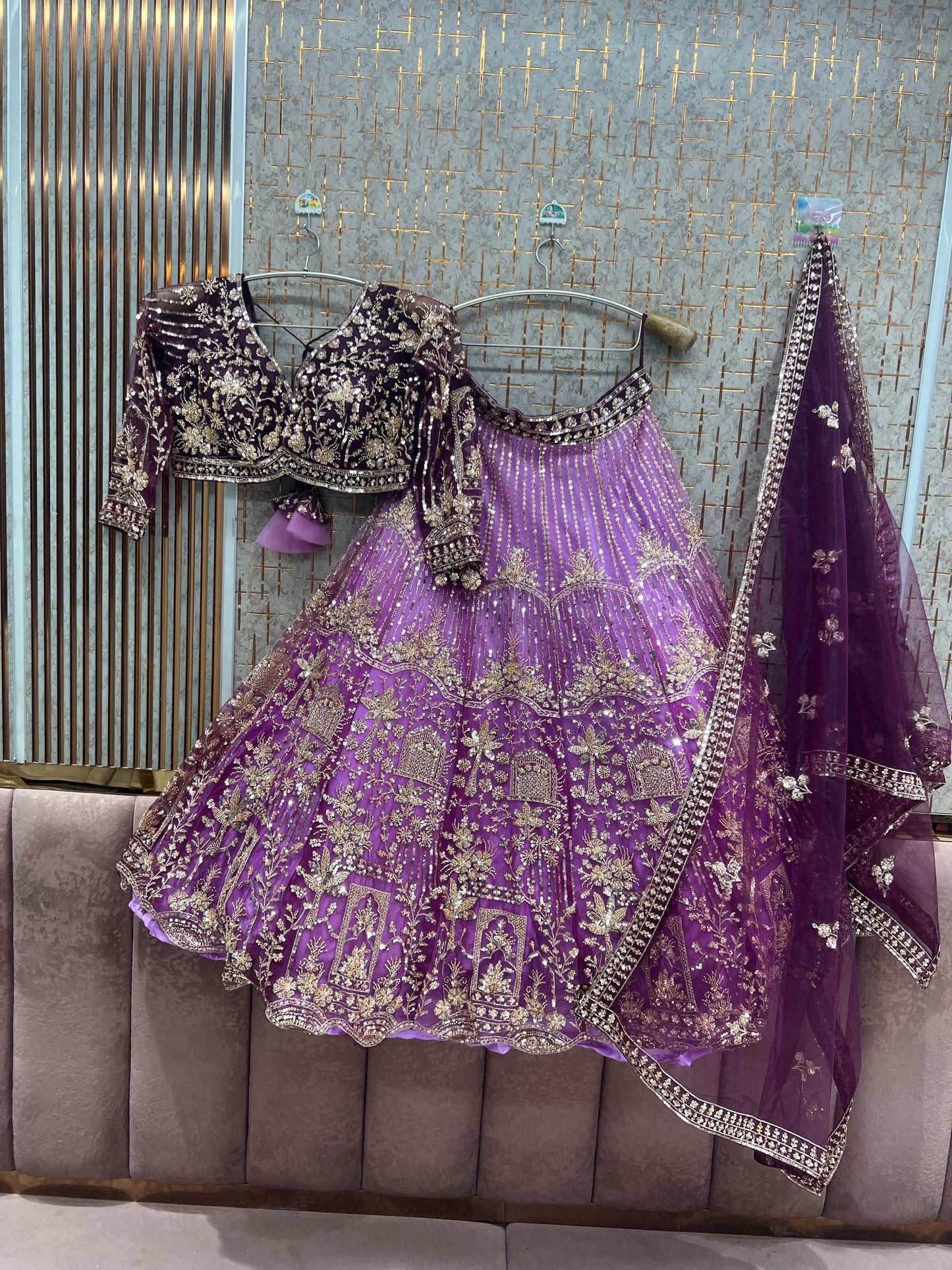 Double Shade peach Crop Top Lehenga