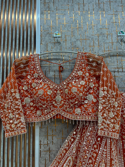 Red Crop Top Lehenga