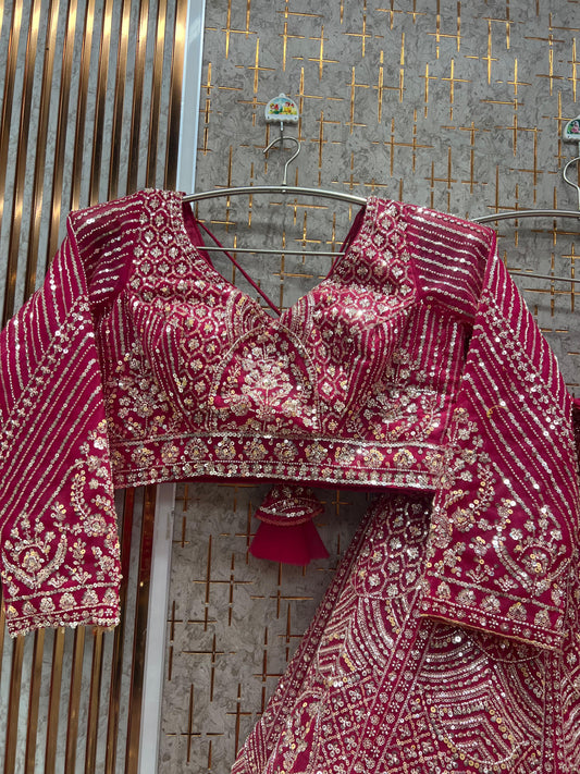 Good looking Hot Pink crop top Lehenga