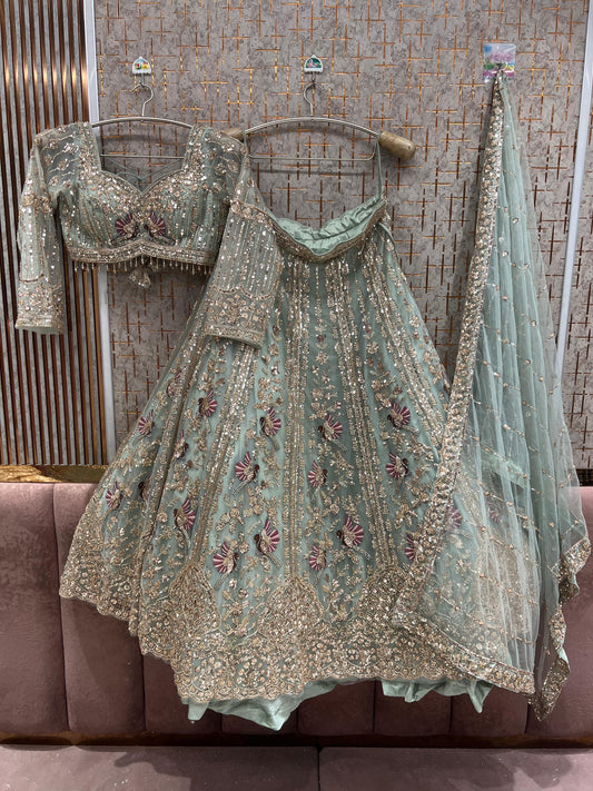 Blue Peacock crop top Lehenga