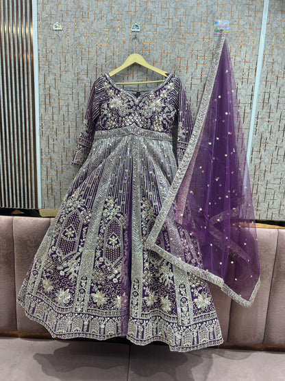 Beige Golden Farshi garara muslim Bride Long Indo Dress