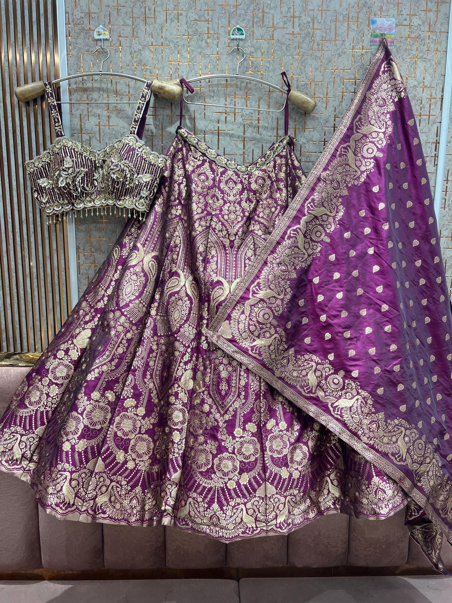 Engaging Green peacock Crop Top Lehenga