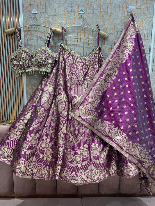 Awesome purple peacock Crop Top Lehenga