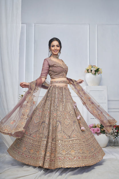 Fabulous light onion peacock lehenga