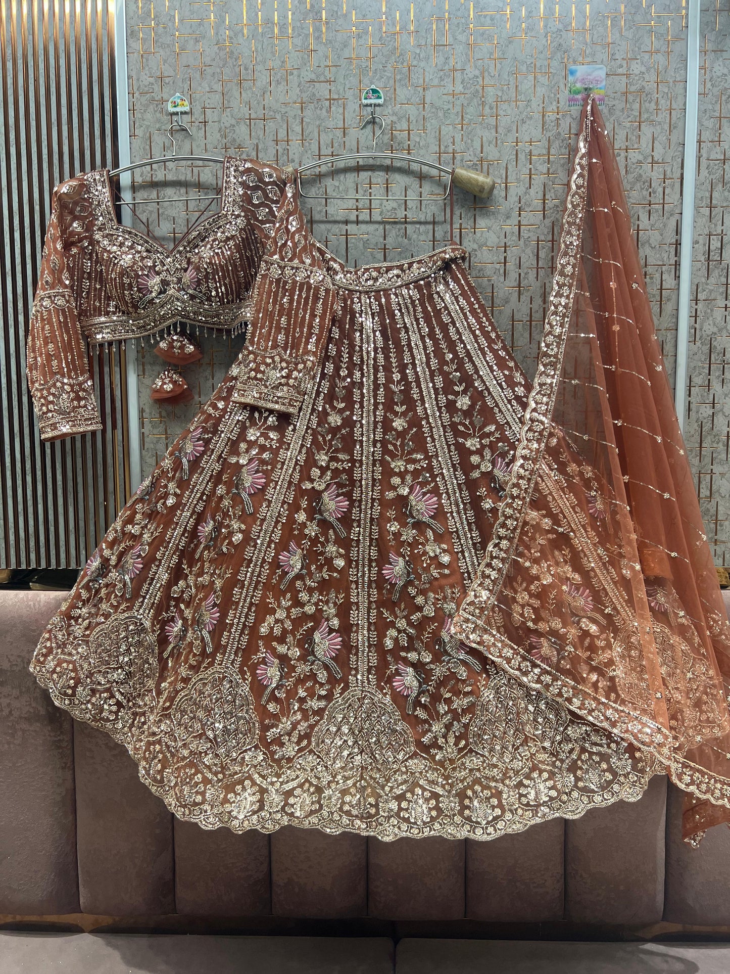 Yellow Haldi Mehendi Peacock crop Top Lehenga