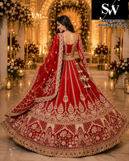 Red silk bridal Lehenga