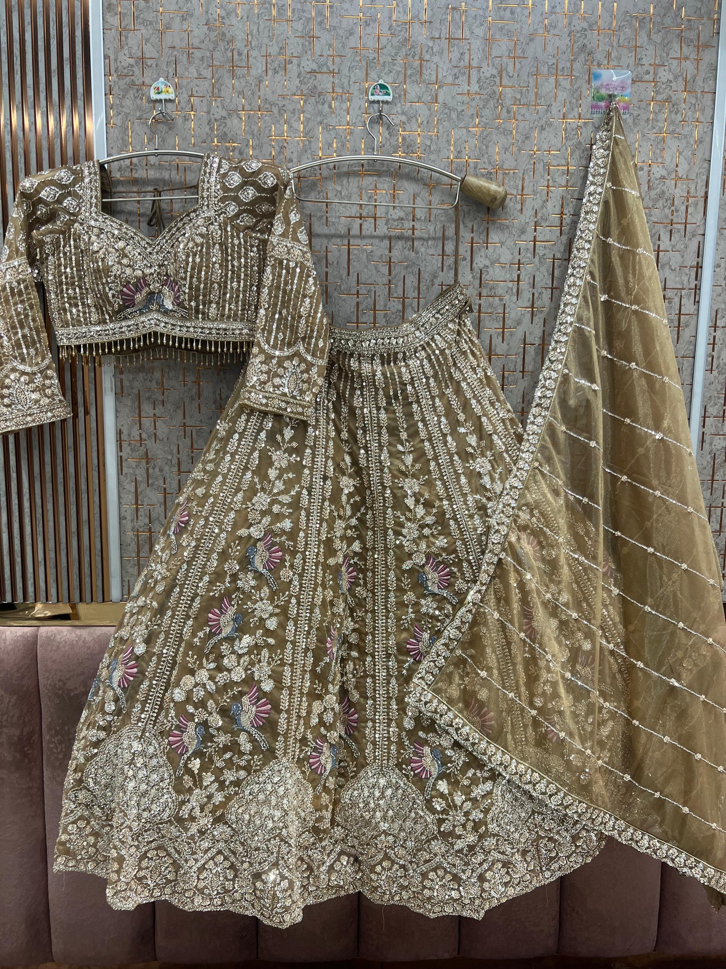 Purple Peacock Crop Top Lehenga