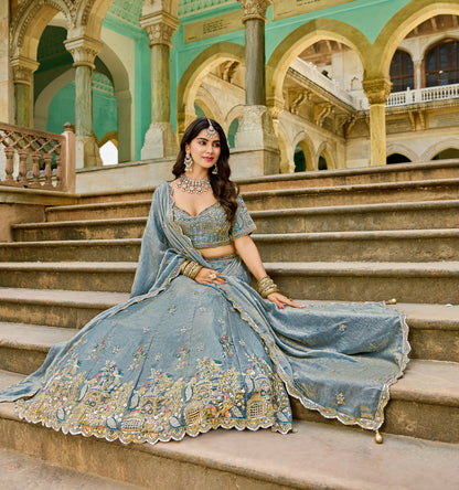 Designer Blue Crop top Lehenga 1209