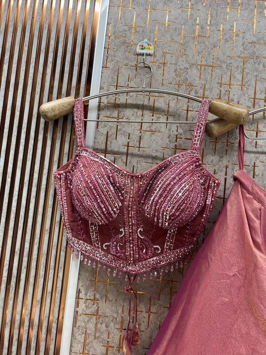 Baby Pink Crop Top Lehenga