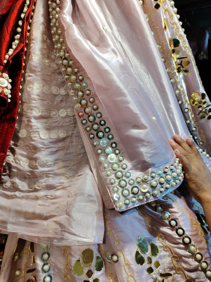 Attractive baby pink pearl lehenga