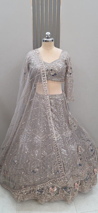 Purple peacock Ready to wear Banarasi Crop top Lehenga