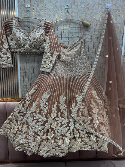 Gorgeous Brown Crop top Lehenga