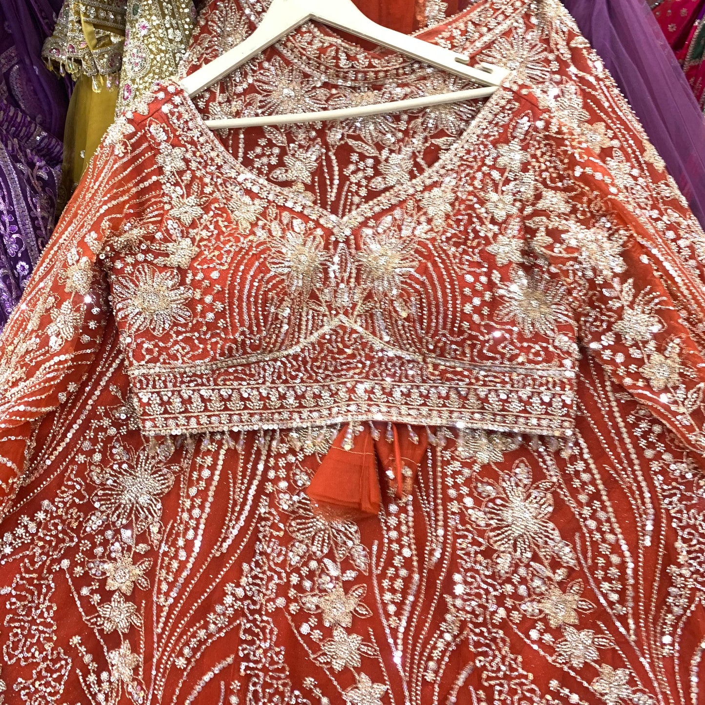 Stunning orange crop top Lehenga