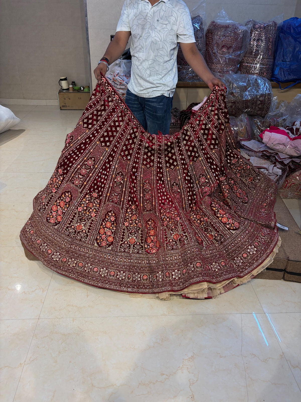 Maroon bridal designer  Lehenga