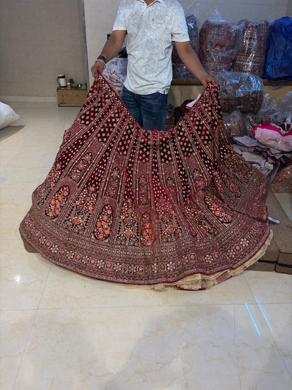 Maroon bridal designer  Lehenga