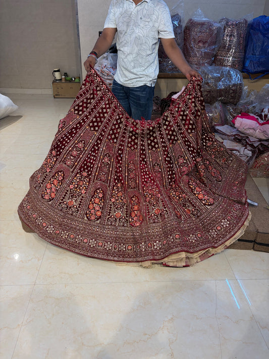Maroon bridal designer  Lehenga