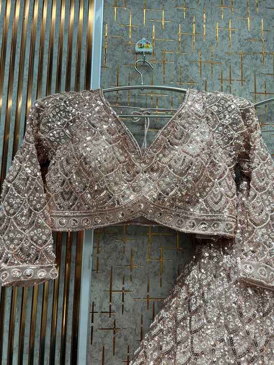 Beautiful pink on pink Monotone Crop Top Lehenga