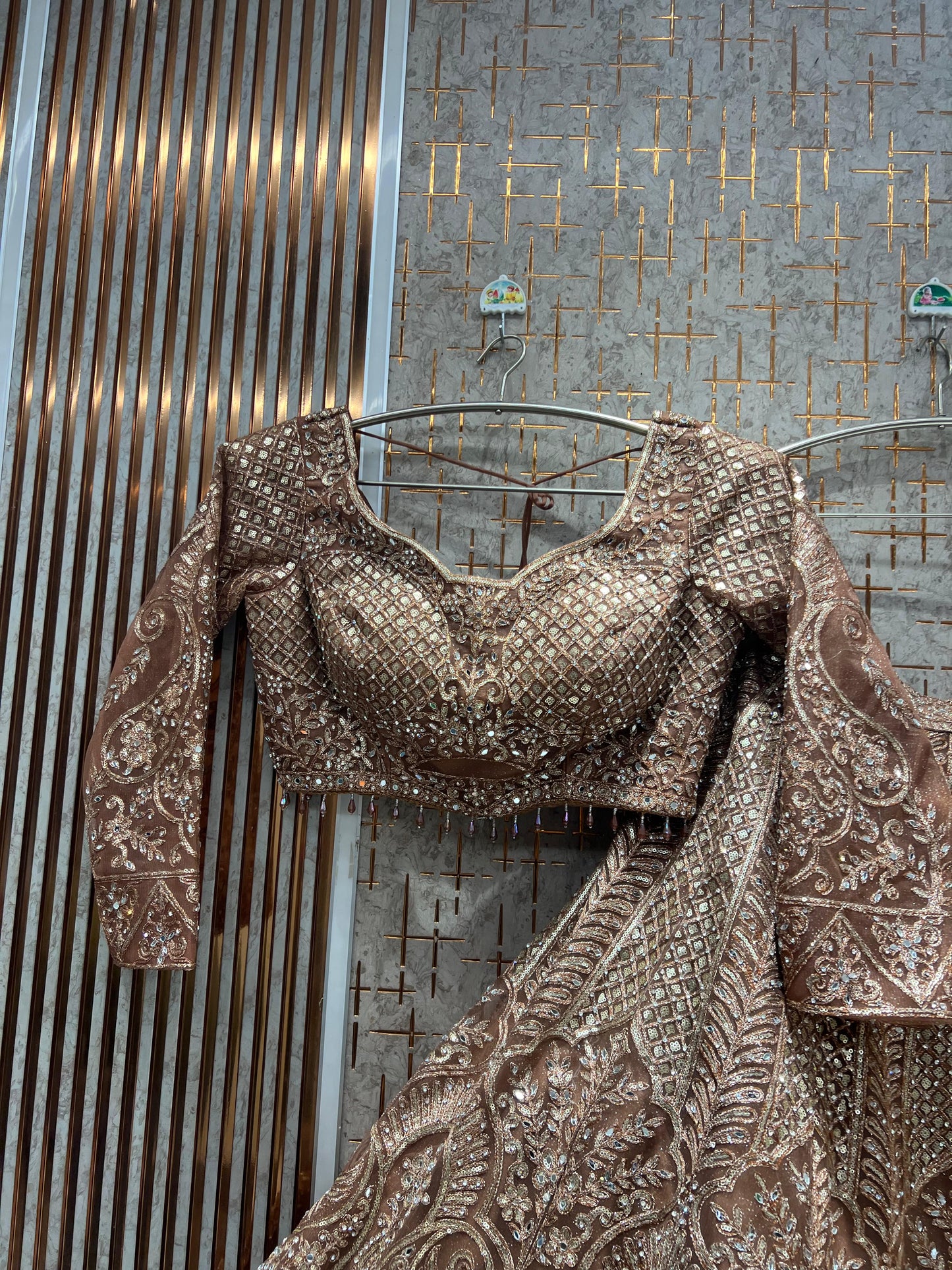 Rust Orange Crop Top Lehenga