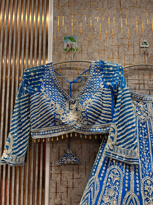 Stunning Blue crop Top Lehenga