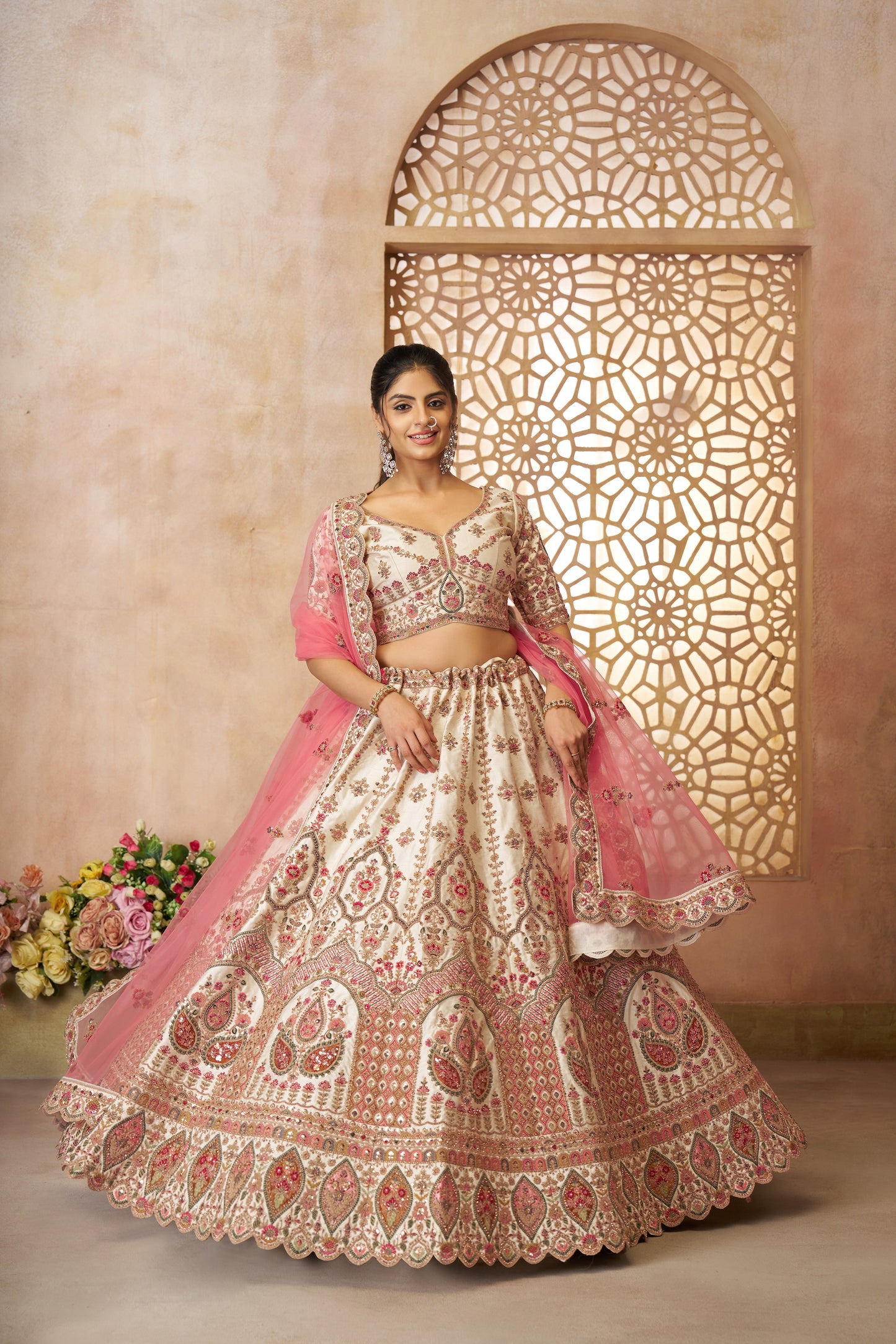 Majestic white girlish lehenga 14