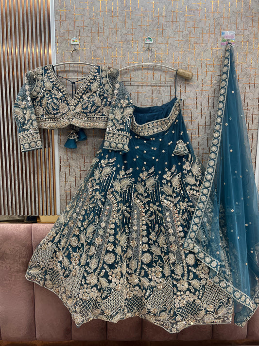 Navy Blue Crop top Lehenga